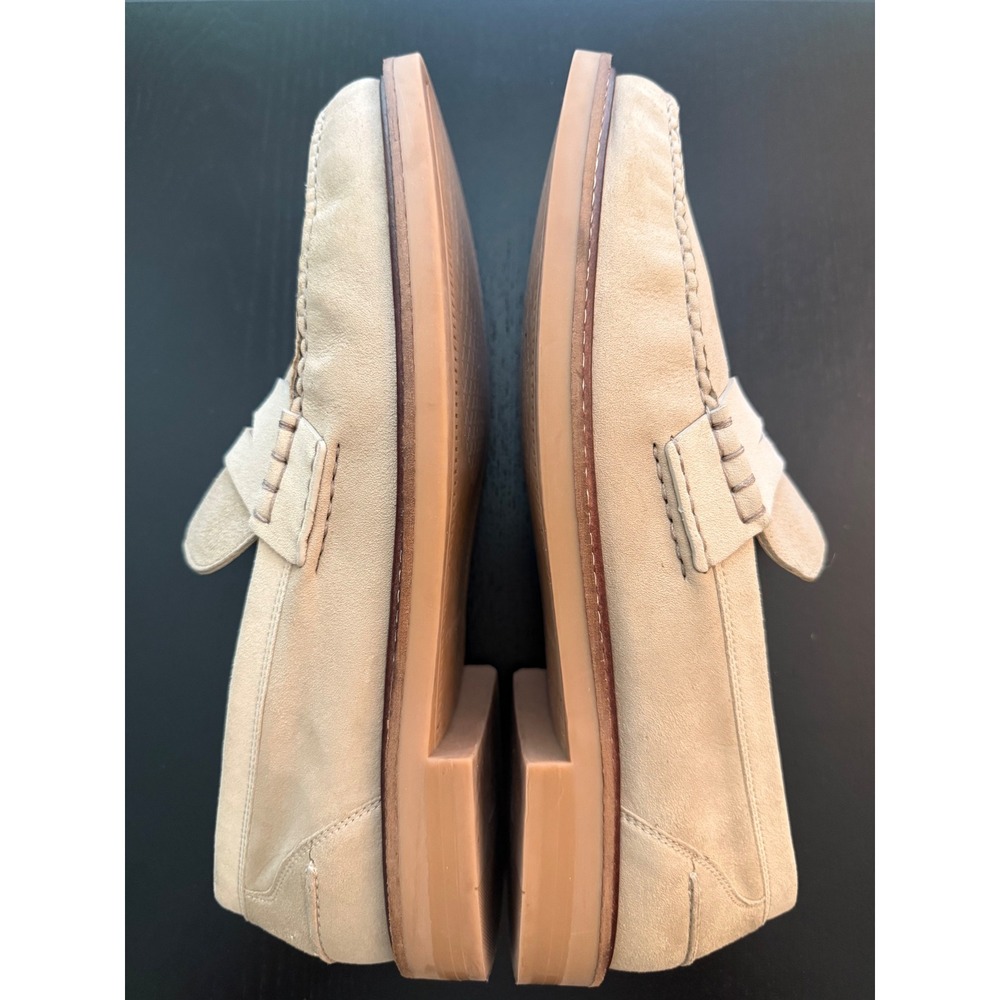 Cole Haan Suede Dress Penny Loafer Men Size 10.5 M Cream Leather Moc-Toe Slip-On - Picture 9 of 12